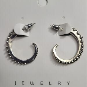 3D silver octopus tentacle earrings